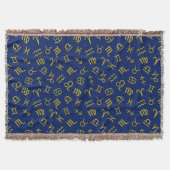 Couverture Symboles des signes d'astrologie Motif Gold+Dk Blu (Devant)