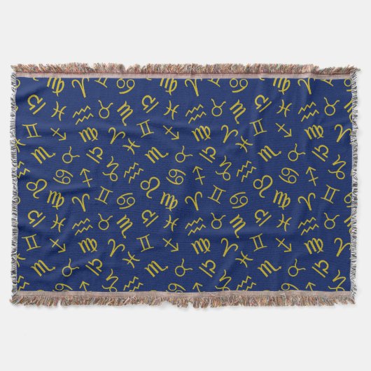 Couverture Symboles des signes d'astrologie Motif Gold+Dk Blu (Devant)