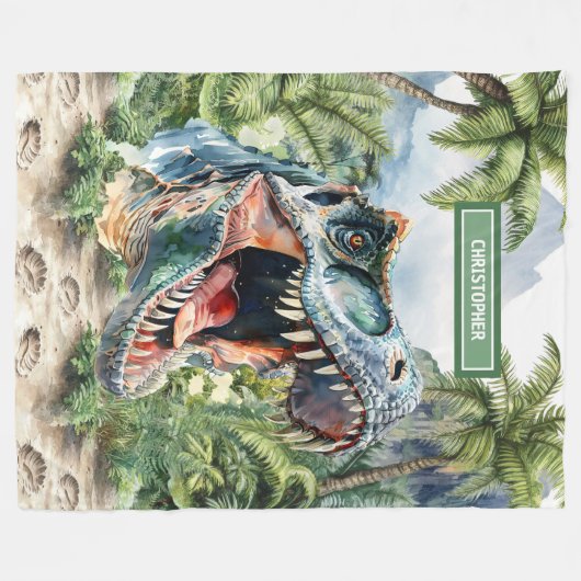 Couverture T-Rex en colère Nom personnalisé (Devant (Horizontal))