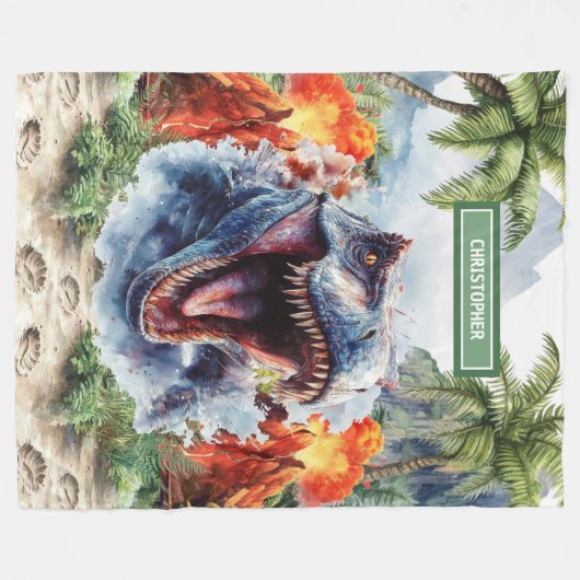 Couverture T-Rex Fierce Nom personnalisé personnal (Devant (Horizontal))