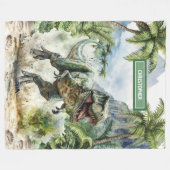 Couverture T-Rex personnalisée en colère unique po (Devant (Horizontal))
