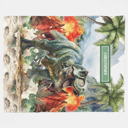 Couverture T-Rex unique Nom personnalisé Garçons (Devant (Horizontal))