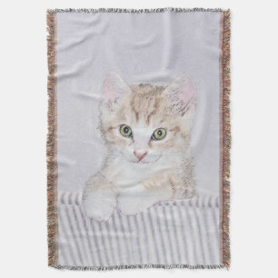 Couverture Tabby Orange Kitten Peinture - Art Chat original