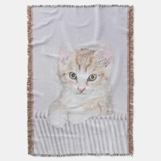 Couverture Tabby Orange Kitten Peinture - Art Chat original (devant Vertical)