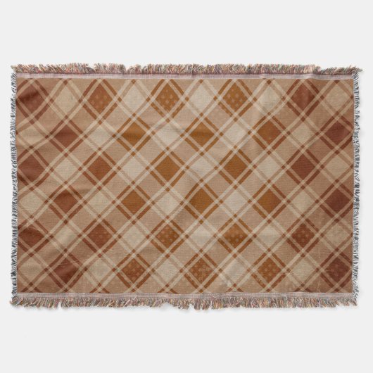 Couverture Tan, Argile, Rouille Rustique Plaid Thant (Devant)