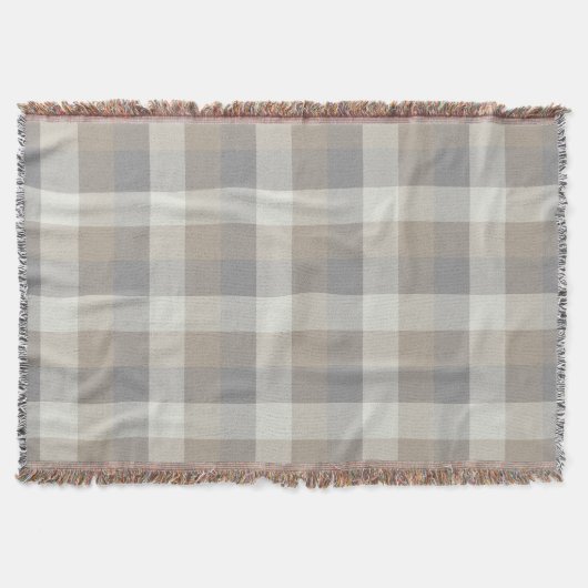 Couverture Tan Grey Ivory Neutre Rustique Plaid (Devant)