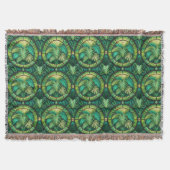 Couverture Tapestry featuring a pattern of green tropical  (Devant)