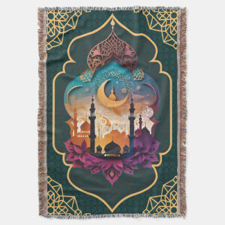 Couverture Tapis de maison géométrique or sarcelle Mihrab