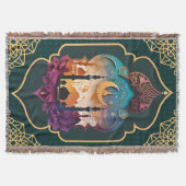 Couverture Tapis de maison géométrique or sarcelle Mihrab (Devant)