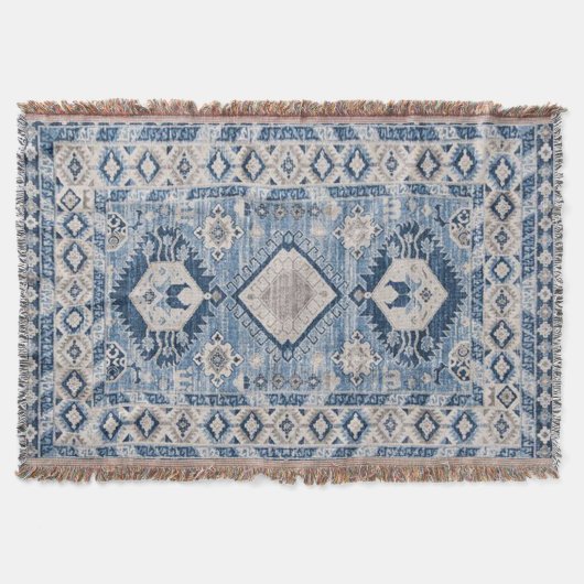 Couverture Tapis Kilim Bleu Antique Oriental (Devant)
