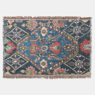 Couverture Tapis Oriental Antique Turc Persan Bleu