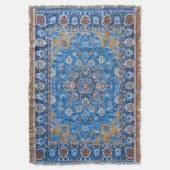 Couverture Tapis persan turc bleu oriental antique (devant Vertical)