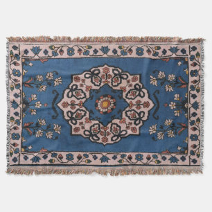 Couverture Tapis persan turc oriental antique bleu