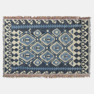Couverture Tapis persan turc oriental bleu