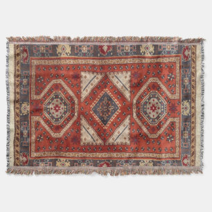 Couverture Tapis persan turc oriental rouge