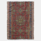 Couverture Tapis persan vintage motif rouge bleu arabesque (devant Vertical)