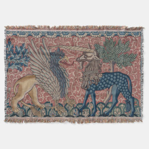 Couverture Tapisserie médiévale de griffon et de licorne