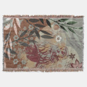 Couverture Tapisserie Style Chouette Feuille Fleur Collage (Devant)