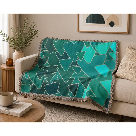 Couverture Tapisserie Triangle Géométrique Moderne Sarcelle