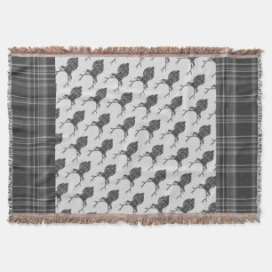 Couverture Tartan écossais gris rustique stags Head Antler