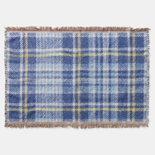 Couverture Tartan jaune bleu : Plaid tendance (Devant)