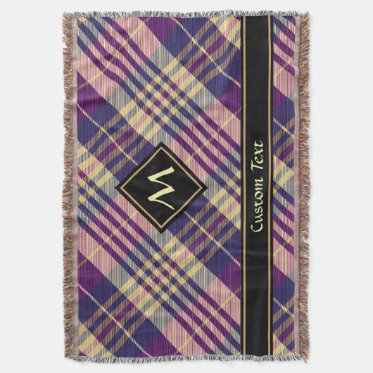 Couverture Tartan mauve, or et bleu (devant Vertical)