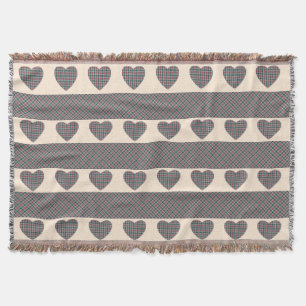 Couverture Tartan moderne Cute Hearts Rose Bleu