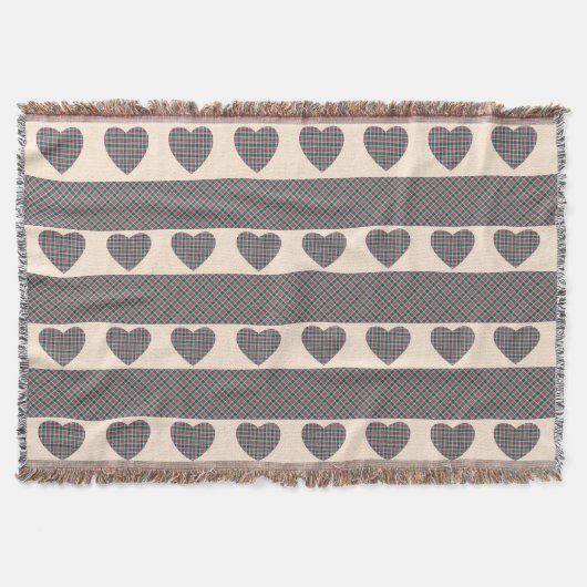 Couverture Tartan moderne Cute Hearts Rose Bleu (Devant)