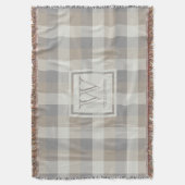 Couverture Tartan Rustique Monogramme Gris Beige Neutre (devant Vertical)