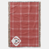 Couverture Tartan Rustique Monogramme Rouge Bourgogne (devant Vertical)