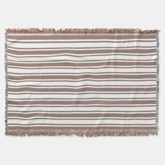 Couverture Taupe brun et blanc bonbons rayures (Devant)