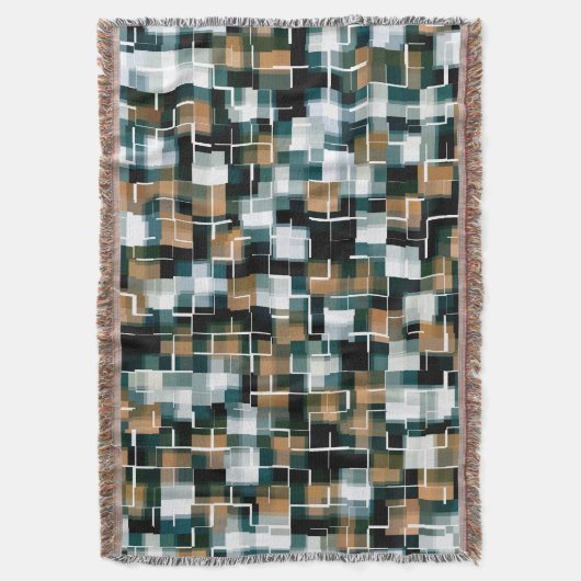 Couverture Tendance Turquoise Brown noir blanc plaid (devant Vertical)