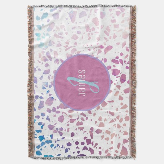 Couverture Terrazzo Abstrait customisé rose et Motif bleu (devant Vertical)