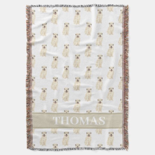 Couverture Térrier Wheaten Personnalisé Marron et Blanc (devant Vertical)