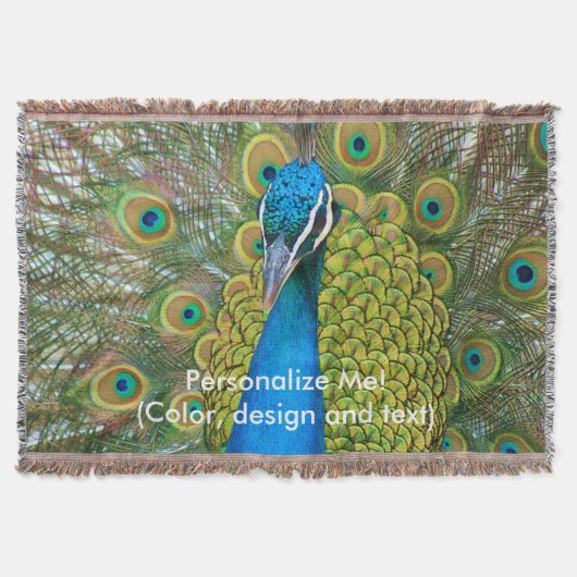 Couverture Tête bleue Peacock avec et des plumes de queue col (Devant)