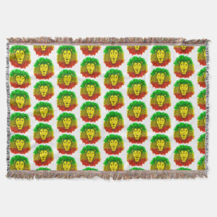Couverture Tête de lion rasta rouge jaune vert dessin Jamaïqu