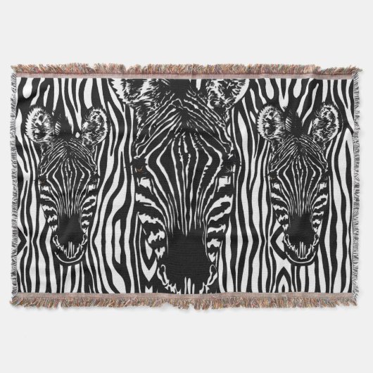 Couverture Tête de zèbre unique sur impression zèbre (Devant)