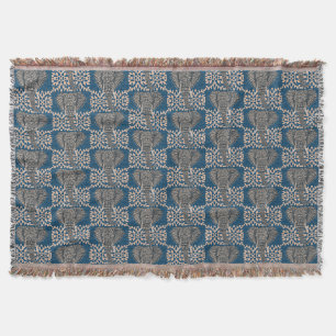 Couverture Tête d'éléphant africaine moderne bleu géométrique