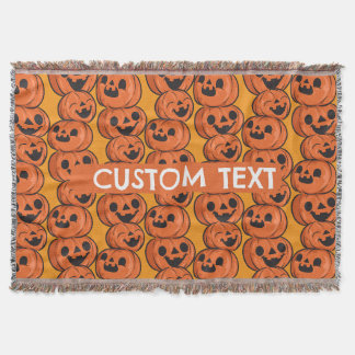 Couverture Texte personnalisé Halloween Citrouilles heureuses