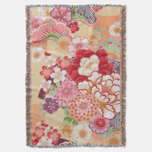 Couverture Textile japonais de KIMONO, fleur (devant Vertical)