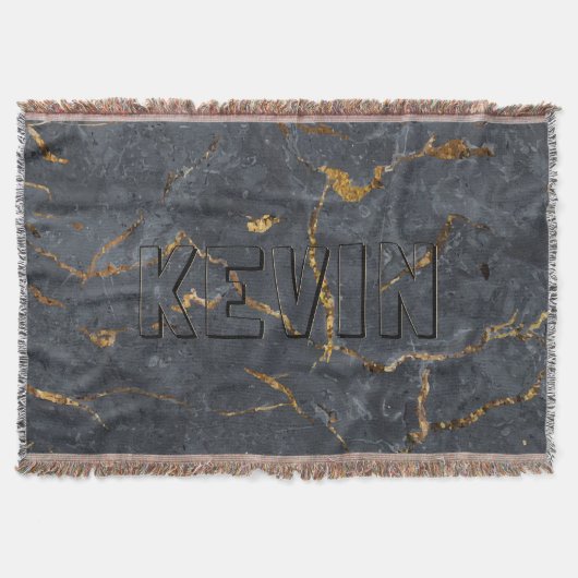 Couverture Texture de luxe en marbre noir et or Monogramme (Devant)