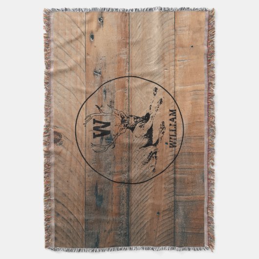 Couverture Texture en bois rustique et monogramme de cerfs su (devant Vertical)