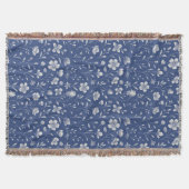 Couverture Throw Blanket - Floral Blue & White Design (Devant)