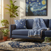 Couverture Throw Blanket - Floral Blue & White Design