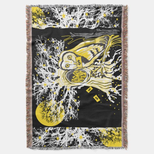 Couverture Throw Blanket – Urban Tree Owl & Wealth Surreal  (devant Vertical)