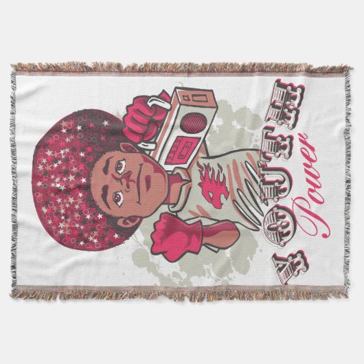 Couverture Throw Blanket – YOUTH Power Afro & Boombox Urban (Devant)