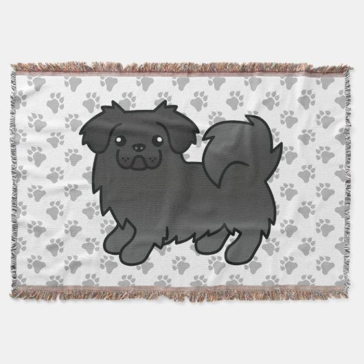 Couverture Tibétain Spaniel Noir Chien de Dessin Animé Mignon (Devant)