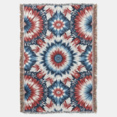 Couverture Tiedye rouge, blanc et bleu (devant Vertical)