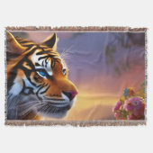 Couverture Tigre bleu et fleurs roses (Devant)