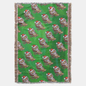 Couverture Tigre mignon à Santa Chapeau en vert (devant Vertical)